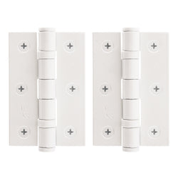 White Fire Door Hinges - 3 Inch/76mm - Grade 7 Steel Ball Bearing - Pack 2 - tradefit