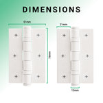 White Fire Door Hinges - 3 Inch/76mm - Grade 7 Steel Ball Bearing - Pack 2 - tradefit - 4