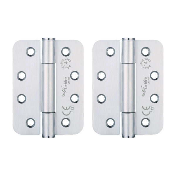 Fire Door Hinges – Concealed Bearing Radius Hinge - CE FD30/60/90/120 - 4 Inch/102mm - Grade 14 Max Door 160kg - Satin Stainless Steel – 1 Pair - tradefit - Featured Image