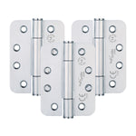 Fire Door Hinges – Concealed Bearing Radius Hinge - CE FD30/60/90/120 - 4 Inch/102mm - Grade 14 Max Door 160kg - Satin Stainless Steel – 1.5 Pairs - tradefit - 1