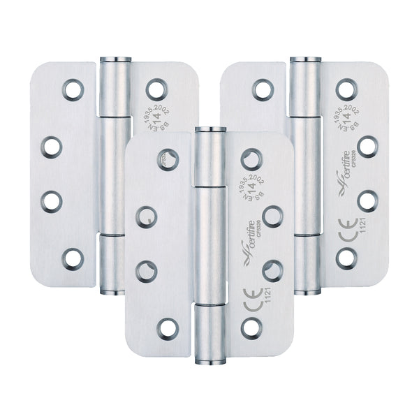 Fire Door Hinges – Concealed Bearing Radius Hinge - CE FD30/60/90/120 - 4 Inch/102mm - Grade 14 Max Door 160kg - Satin Stainless Steel – 1.5 Pairs - tradefit - Featured Image