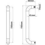 Bolt Fixed Pull Handle - 150 x 19mm - Satin Aluminium - tradefit - 2