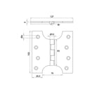 Parliament Hinge - 102x124x4mm - Polished Brass - tradefit - 2