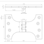 Parliament Hinge - 102x150x4mm - Polished Brass - tradefit - 2
