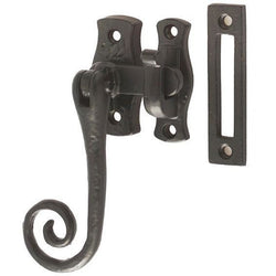 Locking Curly Tail Window Fastener Left Hand - 125mm - Black Antique Iron - tradefit