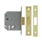 3 Lever Fire Rated Mortice Deadlock - 76mm Case 57mm Backset - Polished Brass - tradefit - 1