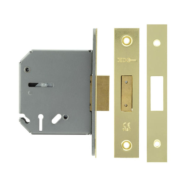 3 Lever Fire Rated Mortice Deadlock - 76mm Case 57mm Backset - Polished Brass - tradefit - Featured Image