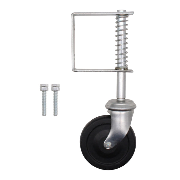 Heavy Duty Spring Loaded Gate Garage Door Wheel on Castor - 102mm - 90g Load - Zinc Plated - tradefit - Featured Image