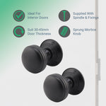 Victorian Ringed Black Mortice Door Knob Kit - 76mm Latch - 76mm Hinges - tradefit - 2