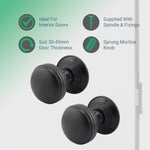Victorian Ringed Black Mortice Door Knob Kit - 76mm Bathroom Deadbolt - tradefit - 2