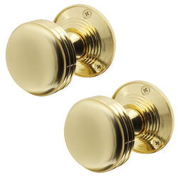 Victorian Ringed Polished Brass Mortice Door Knob - tradefit