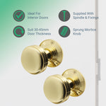 Victorian Ringed Polished Brass Mortice Door Knob Kit - 80mm Sashlock - tradefit - 2