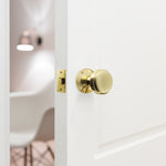 Victorian Ringed Polished Brass Mortice Door Knob Kit - 76mm Latch - tradefit - 5