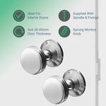 Victorian Ringed Polished Chrome Mortice Door Knob Kit - 80mm Bathroom Lock - 76mm Hinges - tradefit - 2