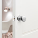 Victorian Ringed Polished Chrome Mortice Door Knob Kit - 76mm Latch - tradefit - 5