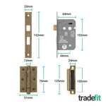 Olbia Antique Brass Lever on Backplate Door Handle Pack – 64mm Bathroom Lock - tradefit - 3