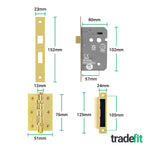 Olbia Brass Plated Lever on Backplate Door Handle Pack – 80mm Bathroom Lock - tradefit - 3
