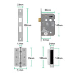 Return to Door Lever on Backplate Stainless Steel Door Handle Kit - Medium Duty - 80mm Bathroom Lock - tradefit - 3