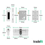 Olbia Polished Chrome Lever on Backplate Door Handle Kit - 80mm Euro Sashlock and Double Cylinder - Master Keyed - tradefit - 3