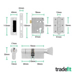 Olbia Satin Nickel Lever on Backplate Door Handle Kit - 80mm Euro Sashlock and Cylinder & Turn - Keyed to Differ - tradefit - 3