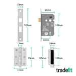 Victorian Scroll Polished Chrome Lever Door Handle Pack - 64mm Sashlock - tradefit - 3
