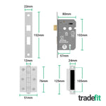 Victorian Scroll Polished Chrome Lever Door Handle Pack - 80mm Sashlock - tradefit - 3