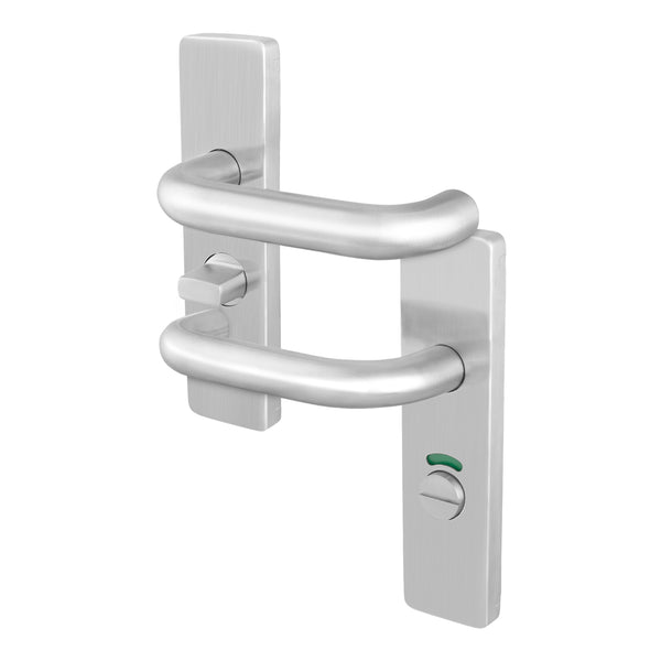 Commercial Grade Fire Rated Door Handle - FD30/60 RTD 19mm Lever Handles on Bathroom Plate - Satin Stainless Steel - tradefit - Featured Image