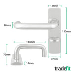 Return to Door Lever on Backplate Stainless Steel Door Handle Kit - Medium Duty - 64mm Bathroom Lock - tradefit - 2