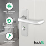 Return to Door Lever on Backplate Stainless Steel Door Handle Kit - Medium Duty - 80mm Bathroom Lock - tradefit - 4