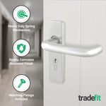 Return to Door Lever on Backplate Stainless Steel Door Handle Kit - Medium Duty - 80mm Euro Sashlock and Double Cylinder - Keyed to Differ - tradefit - 4