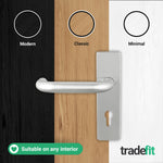 Return to Door Lever on Backplate Stainless Steel Door Handle Kit - Medium Duty - 80mm Euro Sashlock and Double Cylinder - Keyed to Differ - tradefit - 7