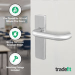 Return to Door Lever on Backplate Stainless Steel Door Handle Kit - Medium Duty FD30/60 - 76mm Latch - tradefit - 5