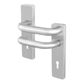 Commercial Grade Fire Rated Door Handle - FD30/60 RTD 19mm Lever Handles on Lock Plate - Satin Stainless Steel