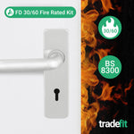 Commercial Grade Fire Rated Door Handle - FD30/60 RTD 19mm Lever Handles on Lock Plate - Satin Stainless Steel - tradefit - 2