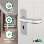 Return to Door Lever on Backplate Stainless Steel Door Handle Kit - Medium Duty - 80mm Sashlock - tradefit - 4