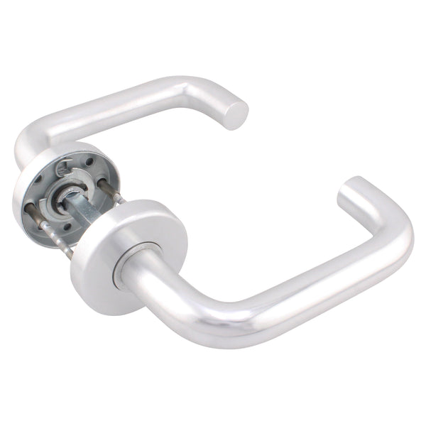 Return To Door Lever on Rose Door Handles - 19mm Lever on 52x8mm Sprung Rose - Satin Aluminium BS EN 1906:2010 Grade 3 - tradefit - Featured Image