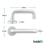 Return to Door Lever on Rose Aluminium Door Handle Kit - Medium Duty - 80mm Sashlock - tradefit - 2