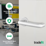 Return to Door Lever on Rose Aluminium Door Handle Kit - Medium Duty - 64mm Latch - 4