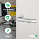 Return to Door Lever on Rose Stainless Steel Door Handle Kit - Medium Duty - 76mm Latch - tradefit - 4