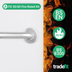 Return to Door Lever on Rose Stainless Steel Handle Kit - Medium Duty FD30/60 - 80mm Euro Lock, Thumbturn Cylinder - Keyed Alike - tradefit - 2