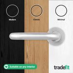 Return to Door Lever on Rose Stainless Steel Door Handle Kit - Medium Duty - 64mm Bathroom Lock - tradefit - 7