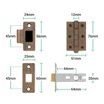 Tapera Antique Brass Lever on Rose Door Handle Kit - 64mm Latch - tradefit - 5