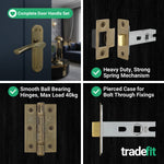 Nola Antique Brass Lever on Backplate Door Handle Pack – 64mm Latch - tradefit - 5