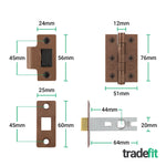 Olbia Bronze Lever on Rose Door Handle Pack - 64mm Latch - tradefit - 3