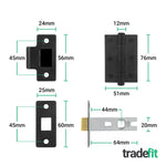 Aurora Matt Black Lever on Rose Door Handle Kit - 64mm Latch - tradefit - 5