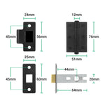 Tapera Matt Black Lever on Rose Door Handle Kit - 64mm Latch - tradefit - 5