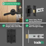 Bosa Matt Black Lever on Rose Door Handle Pack - 76mm Latch - tradefit - 9