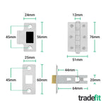 Olbia Polished Chrome Door Handle Pack - 64mm Latch - tradefit - 4