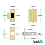 Claro Satin Brass Lever on Rose Door Handle Kit - 64mm Latch - tradefit - 5