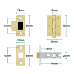 Tapera Satin Brass Lever on Rose Door Handle Kit - 64mm Latch - tradefit - 5